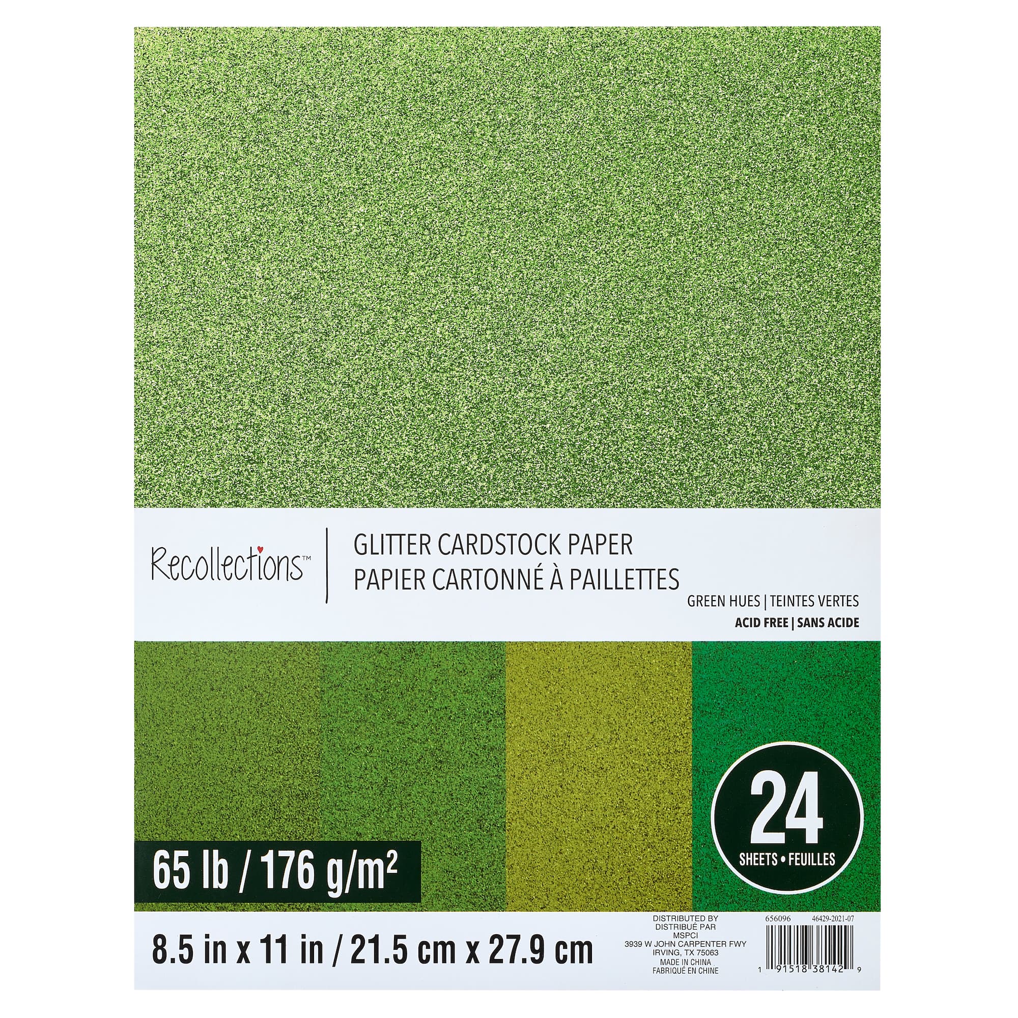 12 Packs: 24 ct. (288 total) Glitter 8.5" x 11" Cardstock Paper by Recollections